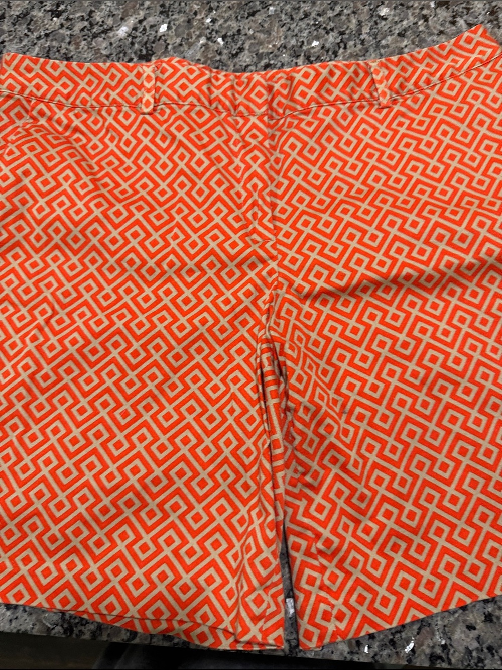 Michael Kors Orange & Cream Geometric Shorts